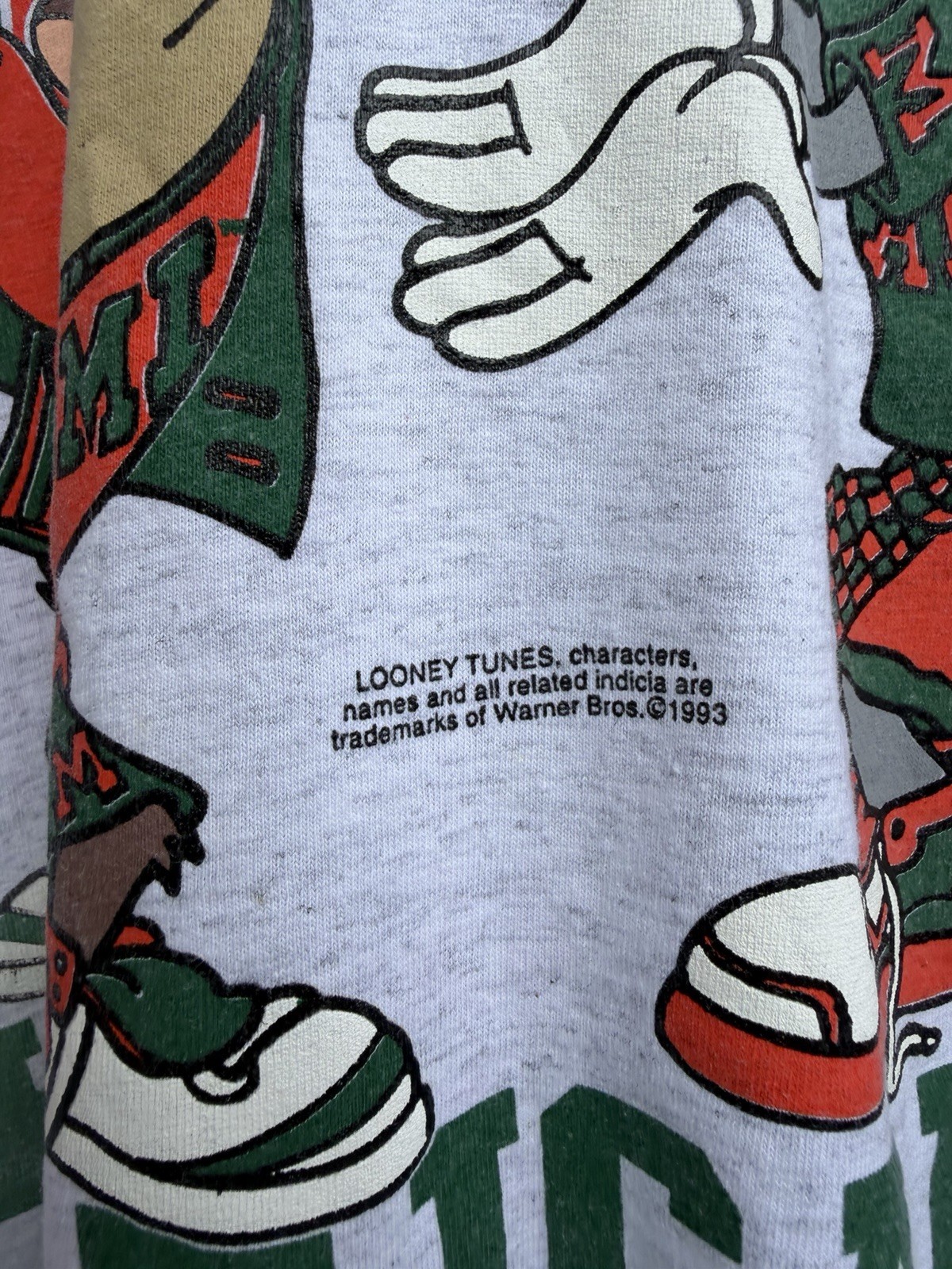 Vintage 1993 Taz Tasmanian Devil Hooded T-Shirt XL Looney Tunes Single Stitch US gallery