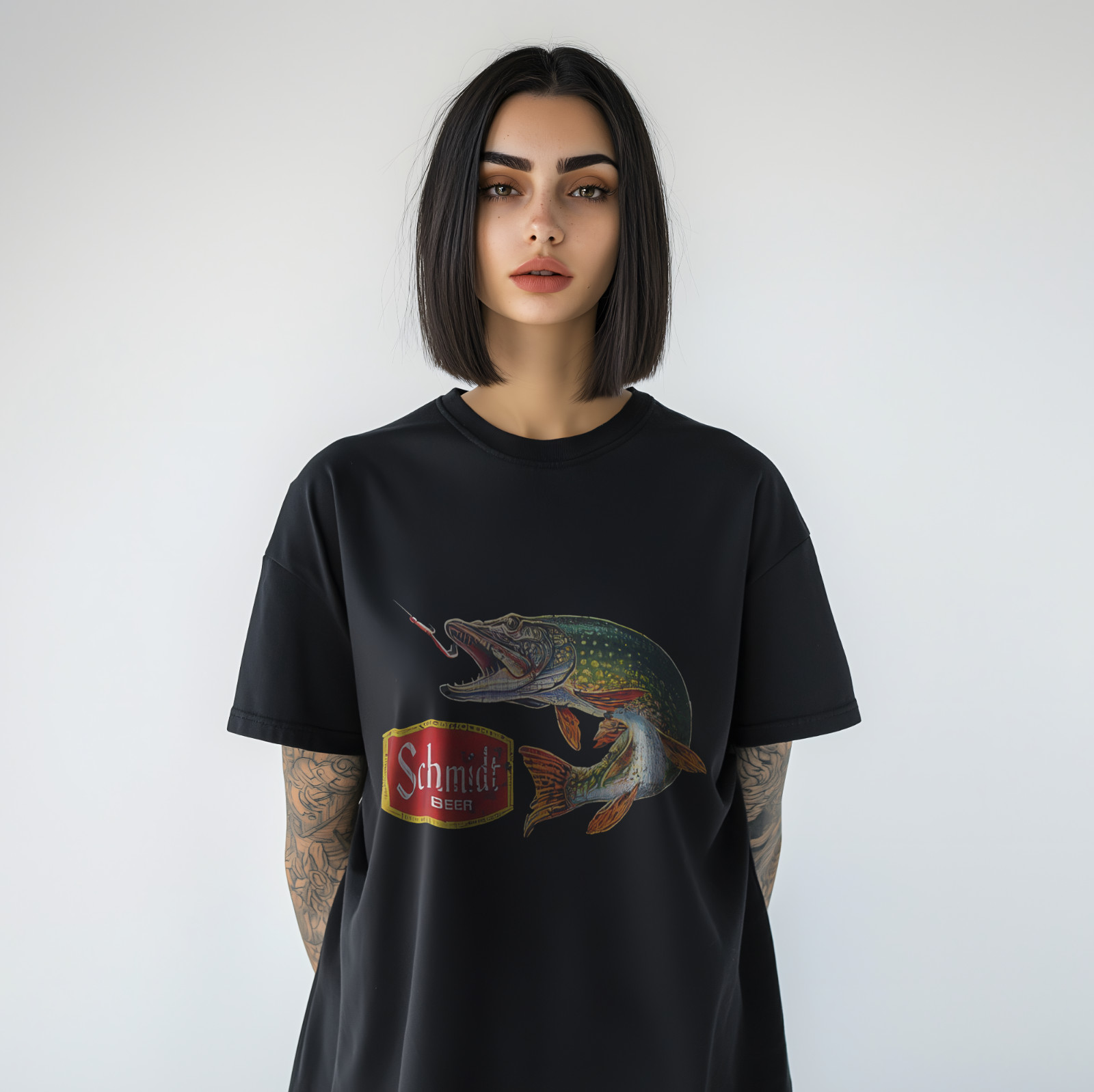 Schmidt Beer Fishing T-Shirt Vintage Pike Fish Graphic Tee for Beer Lovers A337 gallery