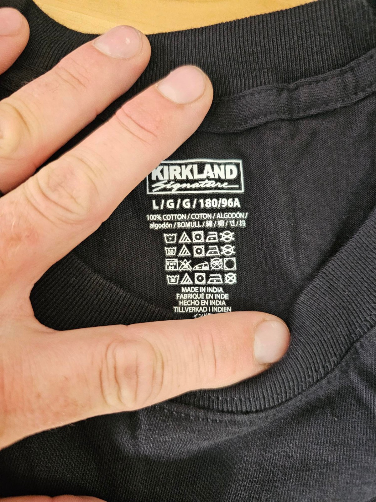 L / LARGE - BLACK - 6 PACK - Kirkland Signature Men’s Crew Neck Cotton Shirts gallery