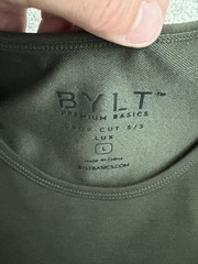 BYLT Shirts Men L Forest Green Drop Cut S/S Lux Premium Basics Crew Neck