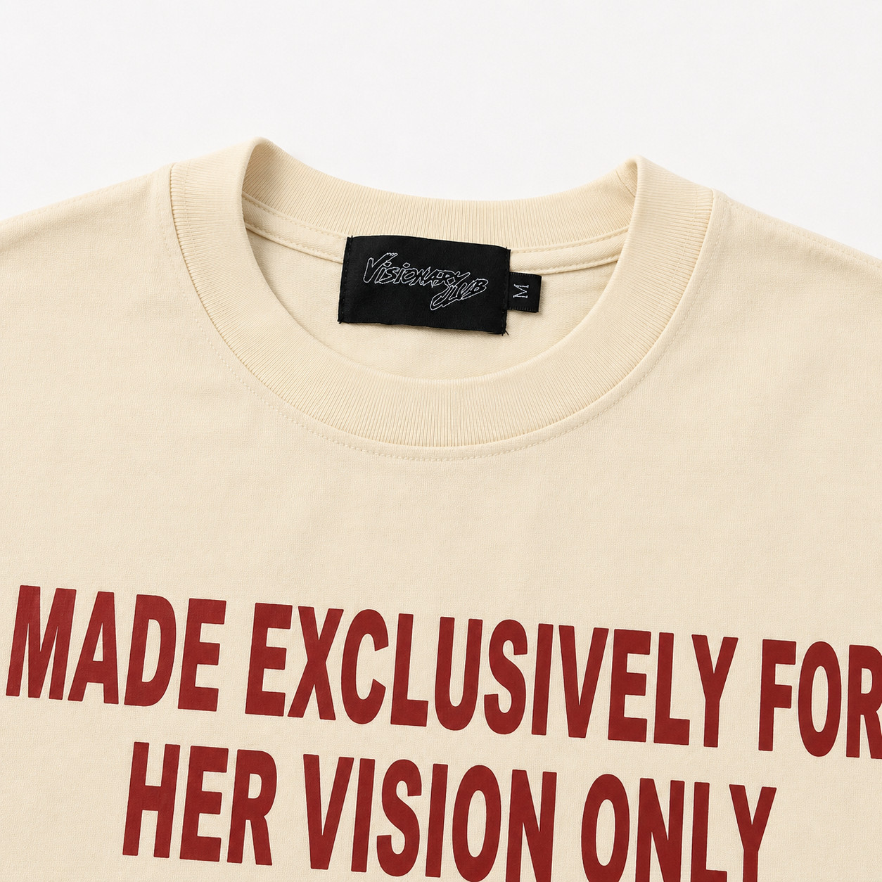 Visionary Club Letter To Your Heart Boxy Crop Tee Cream Red Graphic Shirt Size M gallery