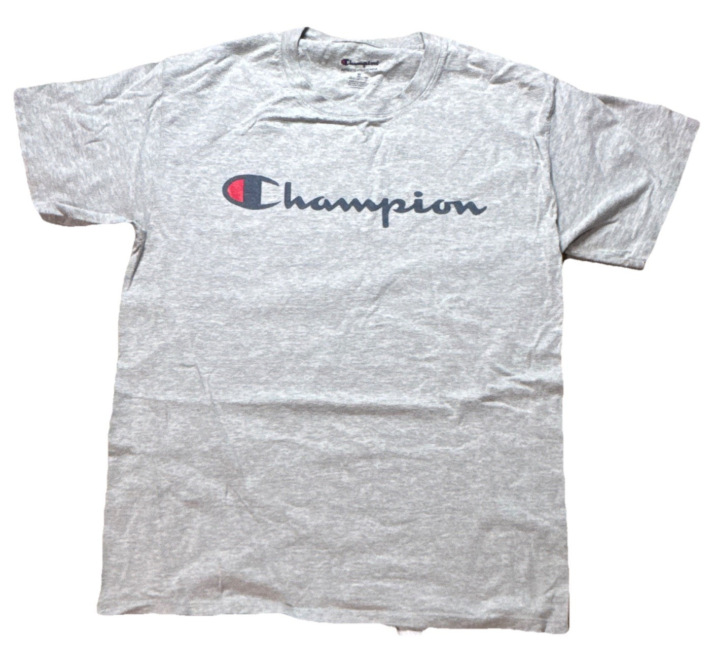 Champion Men's Gray Logo Graphic Print T-Shirt Crew Neck Short Sleeve Size M gallery