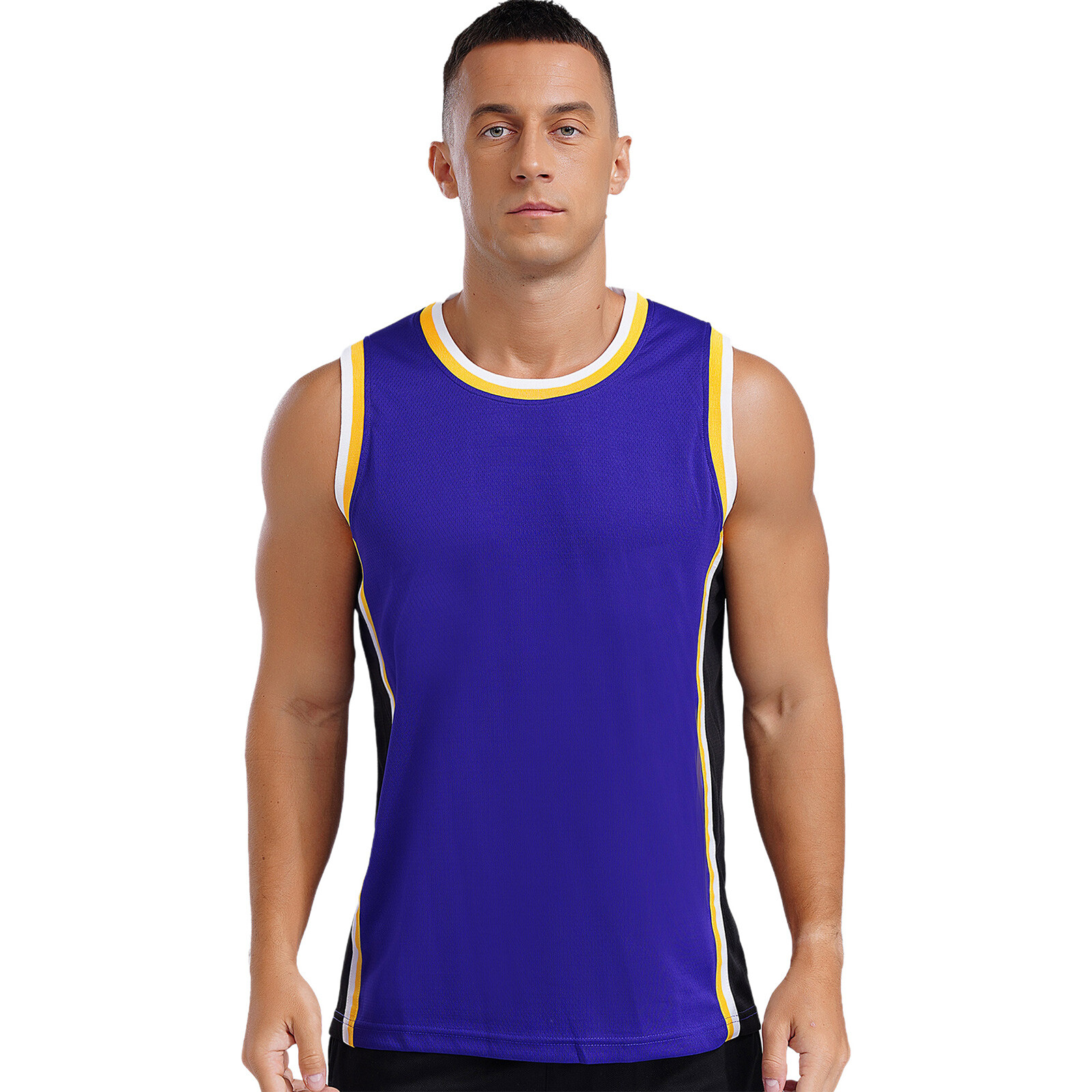 Mens Jersey Breathable Top Outdoor Vest Athletic Tank Round Neck T-shirt Gym