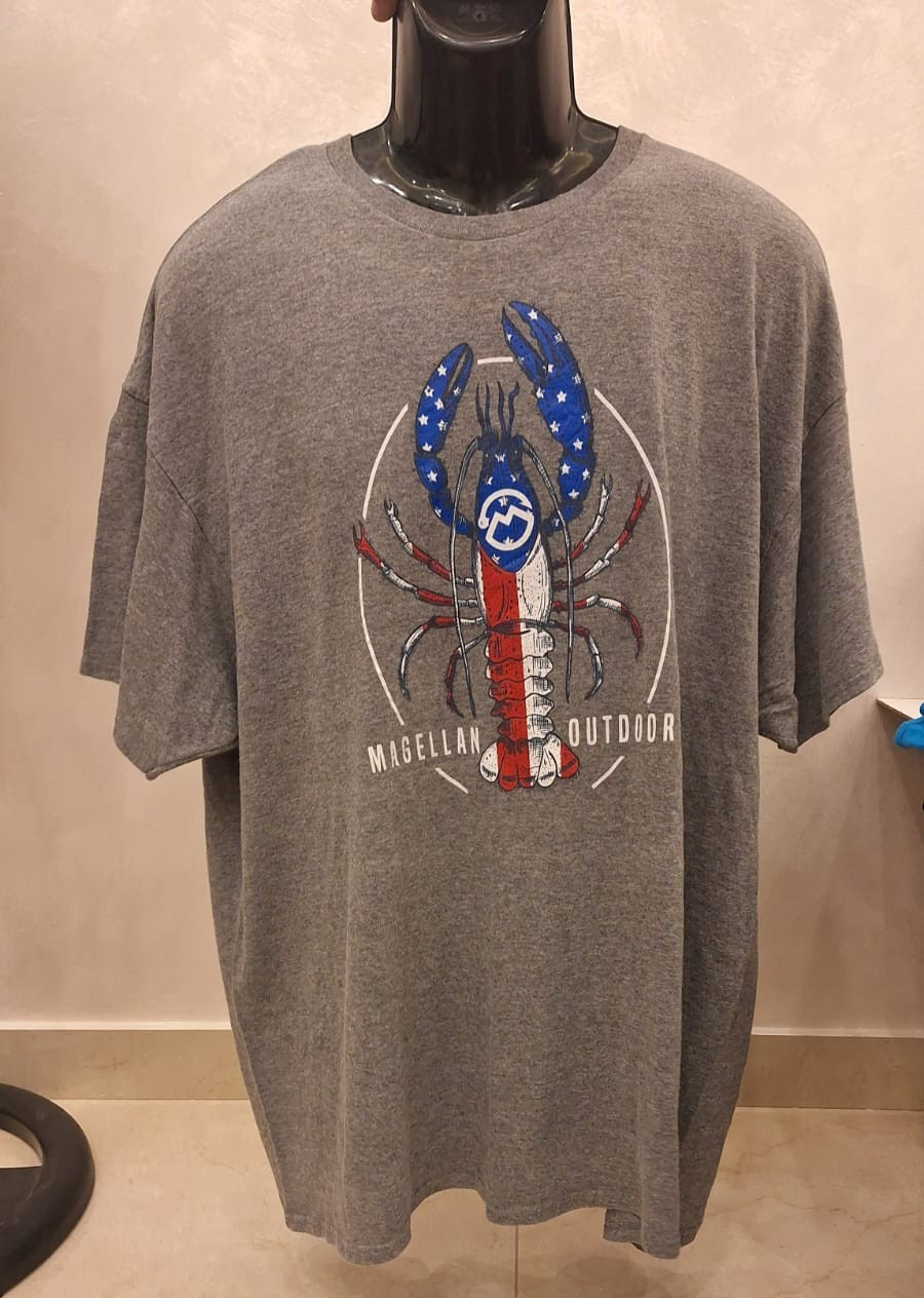 Magellan Outdoors Lobster Graphic T-Shirt Gray 2XL Delta Pro Weight Casual Tee gallery