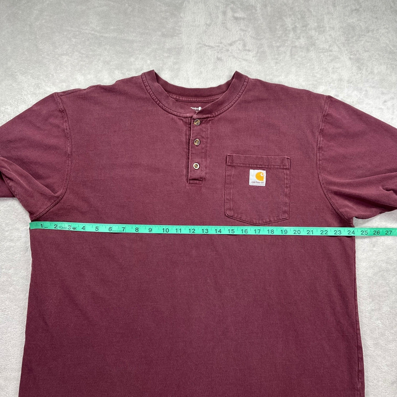Carhartt Henley Shirt Mens Large Tall Maroon Loose Fit Short Sleeve Workwear gallery