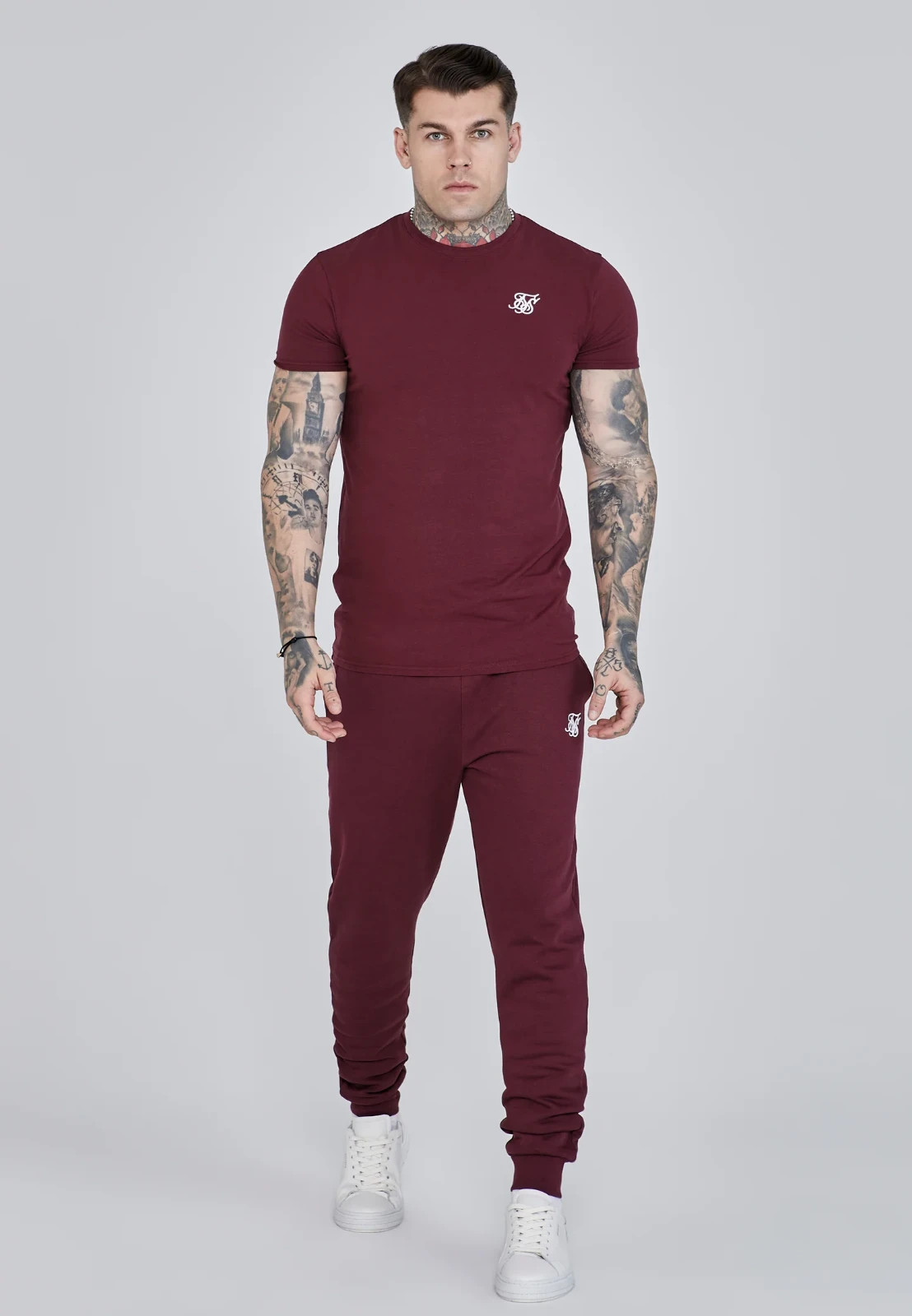 SikSilk Men's Burgundy Essentials T-Shirt Small gallery