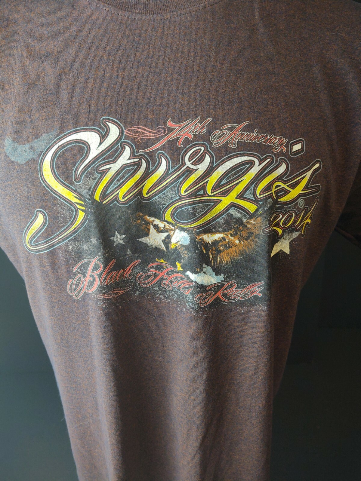 Sturgis 14th Anniversary 2014 Black Hills Rally Motor T-shirt. Size Large. C9 gallery