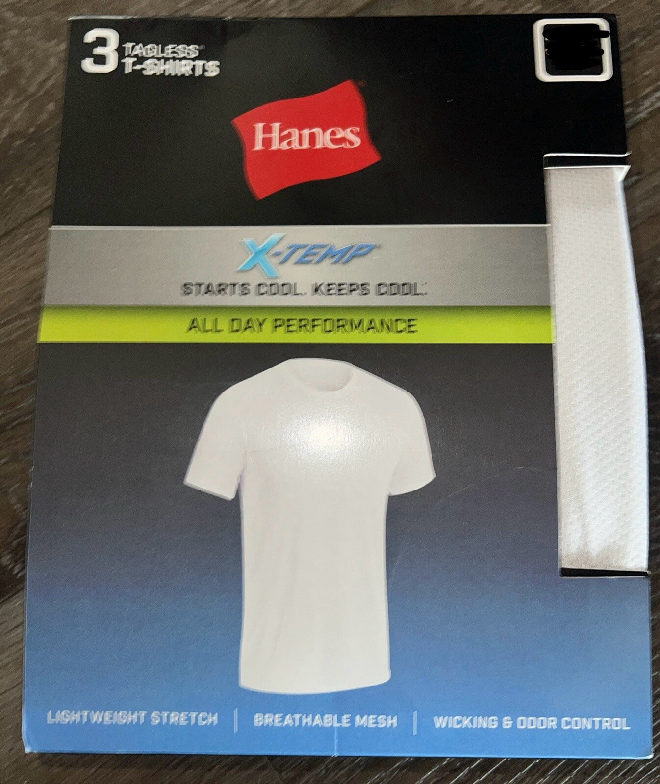 Hanes X-temp ~ Mens 3-Pack T-Shirts Crew Neck White Performance Mesh ~ M