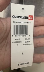 Quiksilver Mens OR Comp Logo Cotton Polyester T-Shirt in Athletic Heather Size L