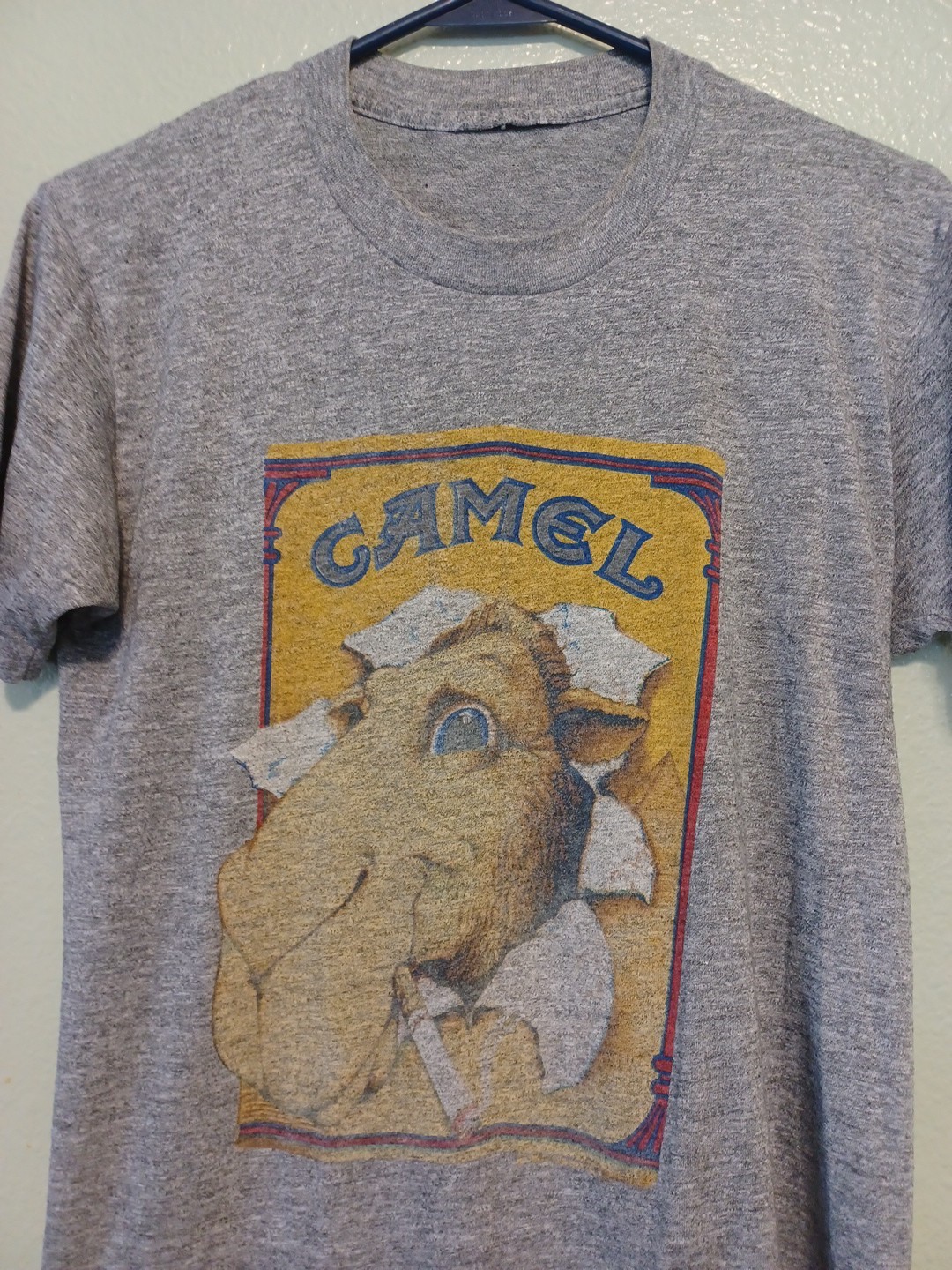 Vintage Heather Gray Joe Camel Cigarettes T-Shirt Distressed Used As-Is gallery