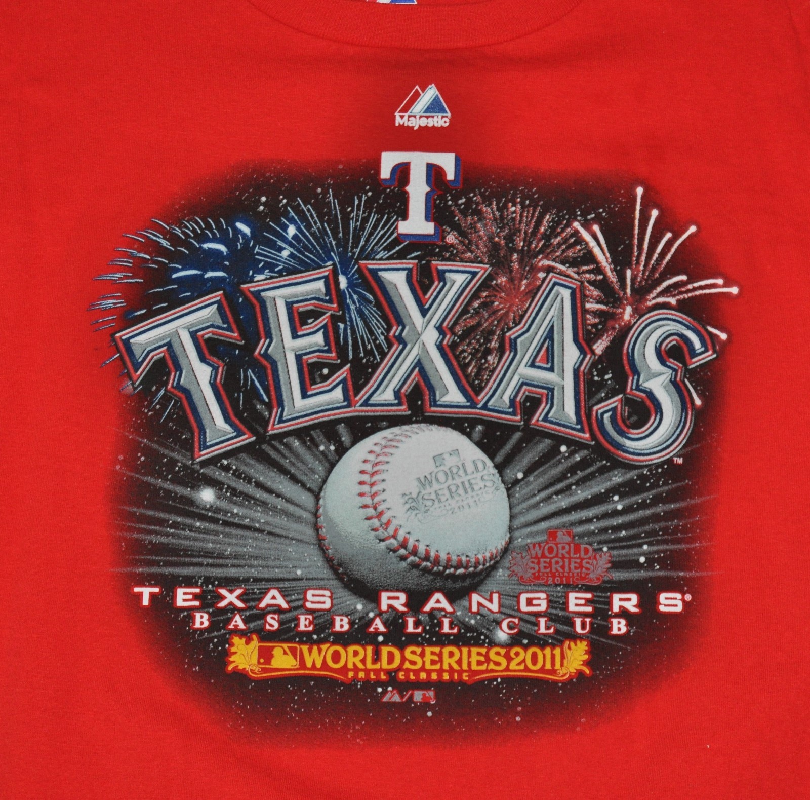 t-shirt medium texas rangers baseball club 2011 world series 21 inches pit2pit