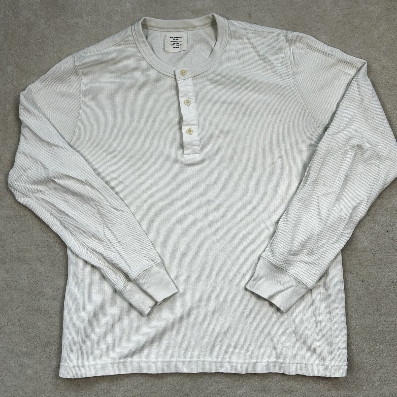 Buck Mason Vintage Thermal Henley Shirt Off White Beige Waffle Men Large Cotton gallery
