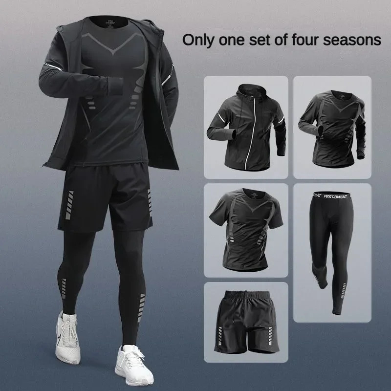 Mens Ice Fiber Quick Dry Tracksuit Running Fitness Training Gym Jogging Set UK gallery