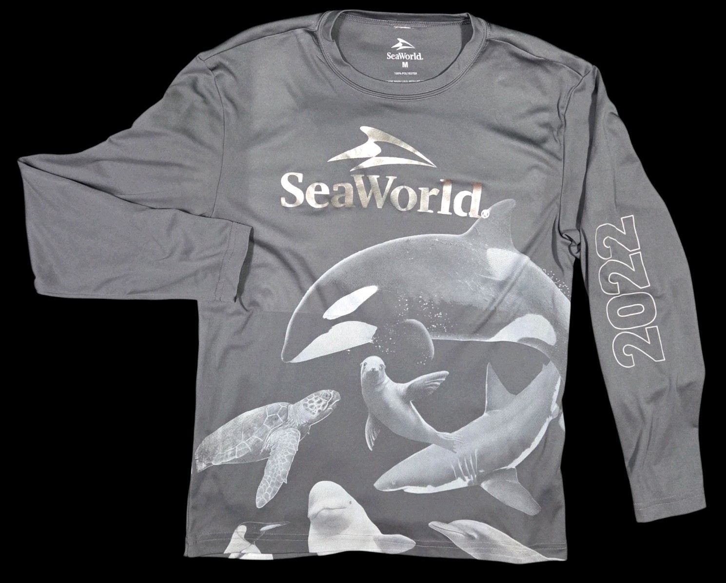 Sea World Graphic Shirt Performance Nature Whale Ocean Long Sleeve Adult Medium