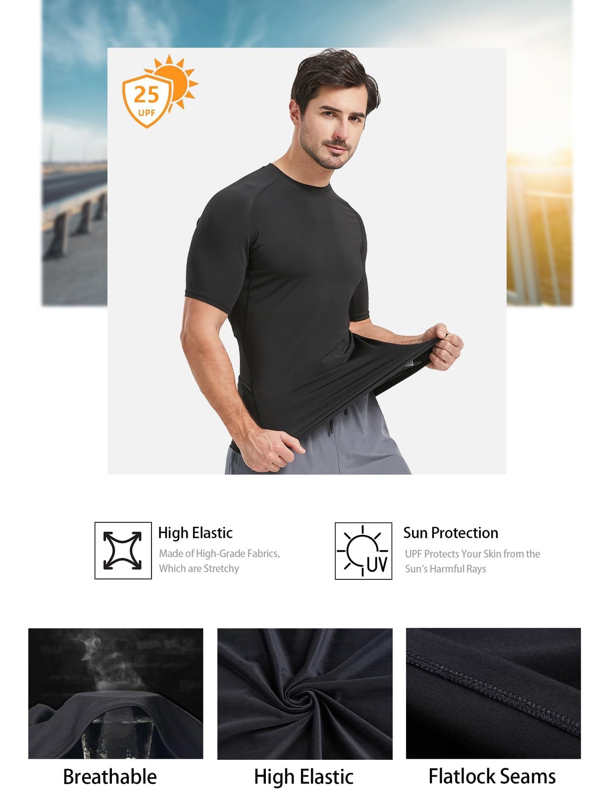 5 Pack Men’s Compression Shirts Short Sleeve Cool Dry Sports Athletic Workout... gallery