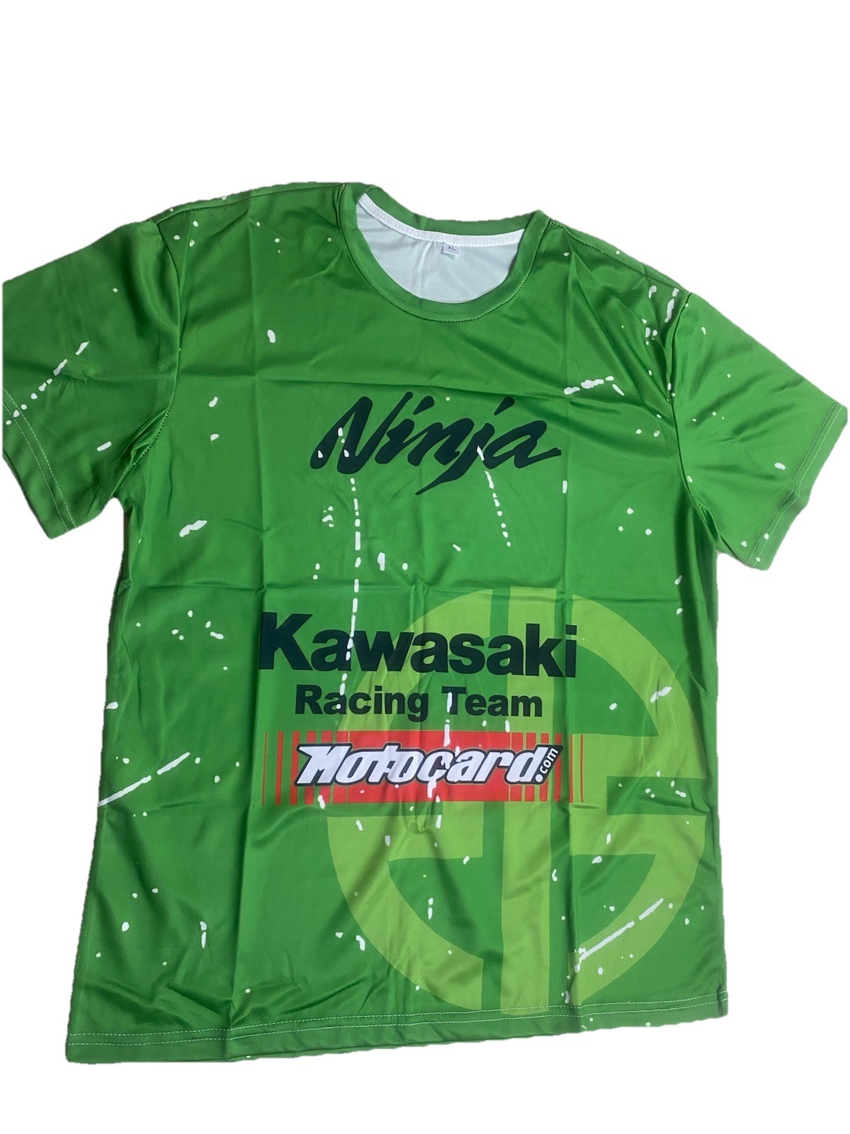 Men XL Motorcycle Quick Drying T-Shirt With Kawasaki Ninja Logo Green