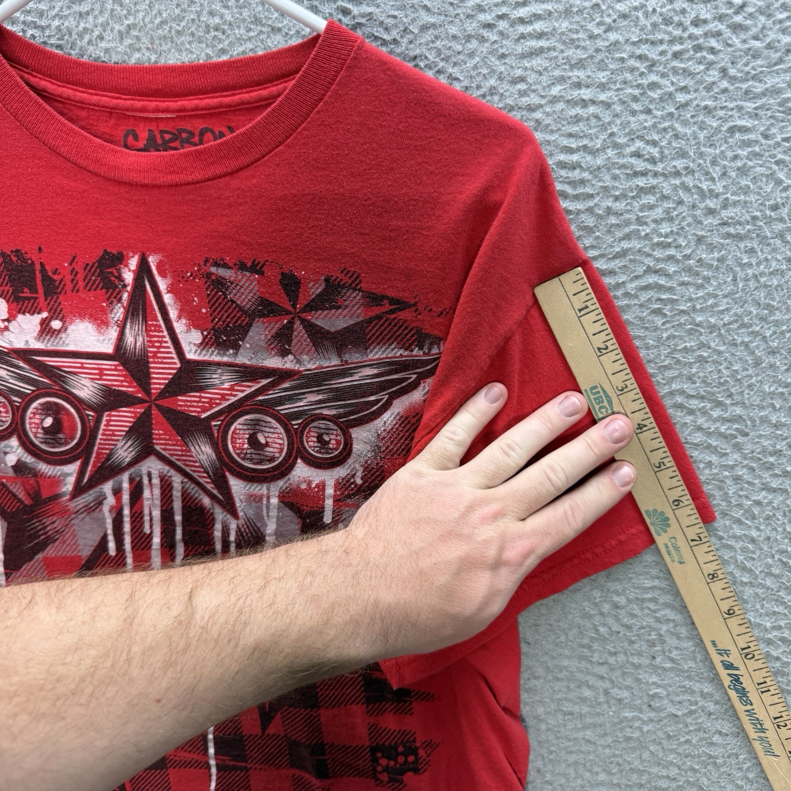 Carbon Shirt Adult Large Red Crewneck Affliction Style Skater Grunge Faded Y2K gallery