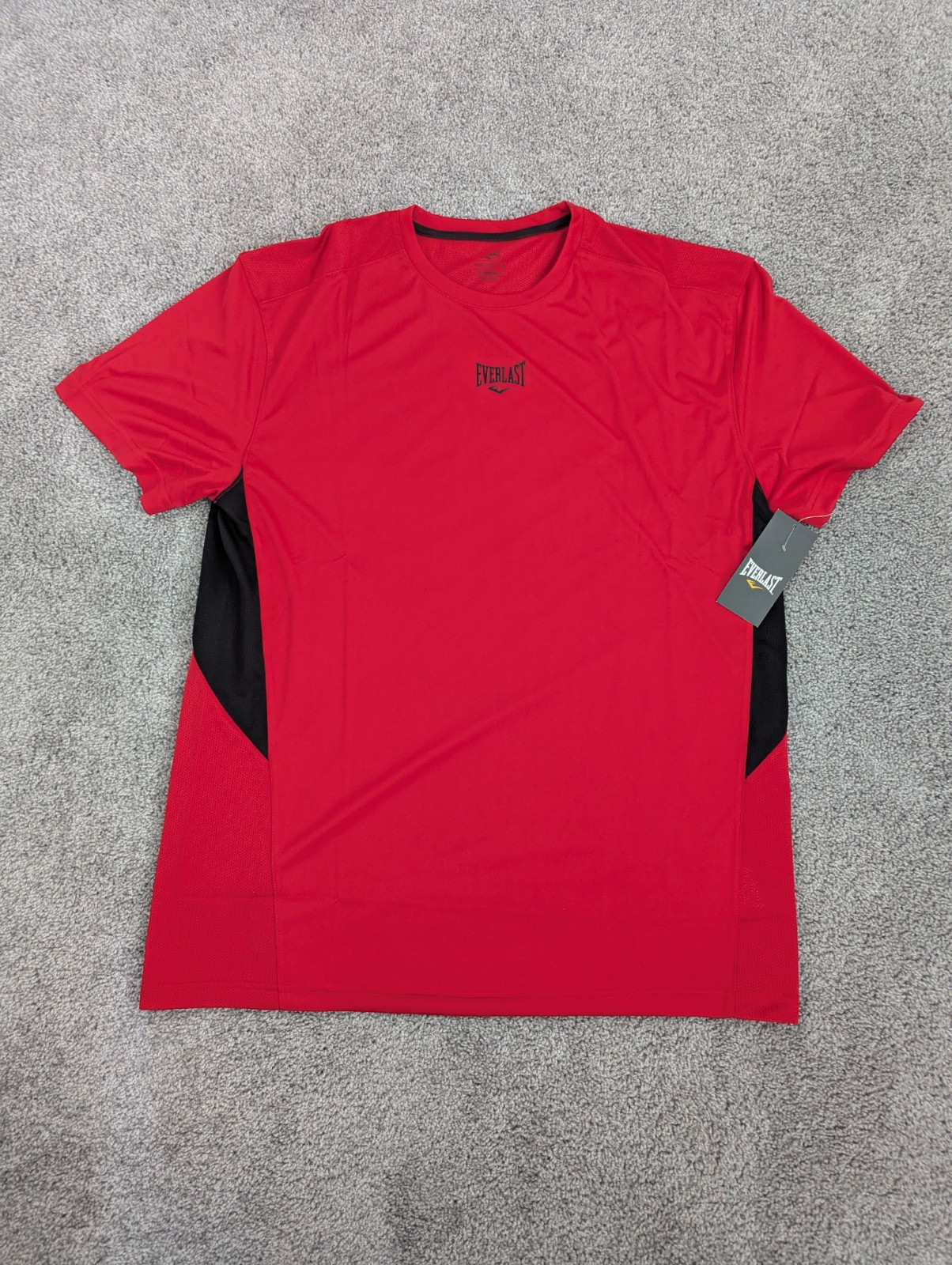 Everlast EverDri T Shirt Men's L Red and Black Semi-Fitted Stretch Workout NWT gallery