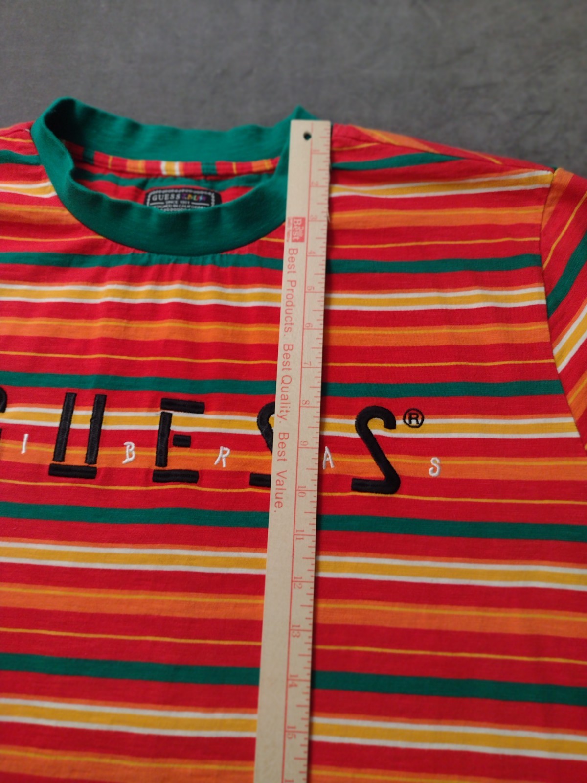 GUESS x JBalvin Vibras Tour XL Striped Tee Streetwear Embroidered Logo Front gallery