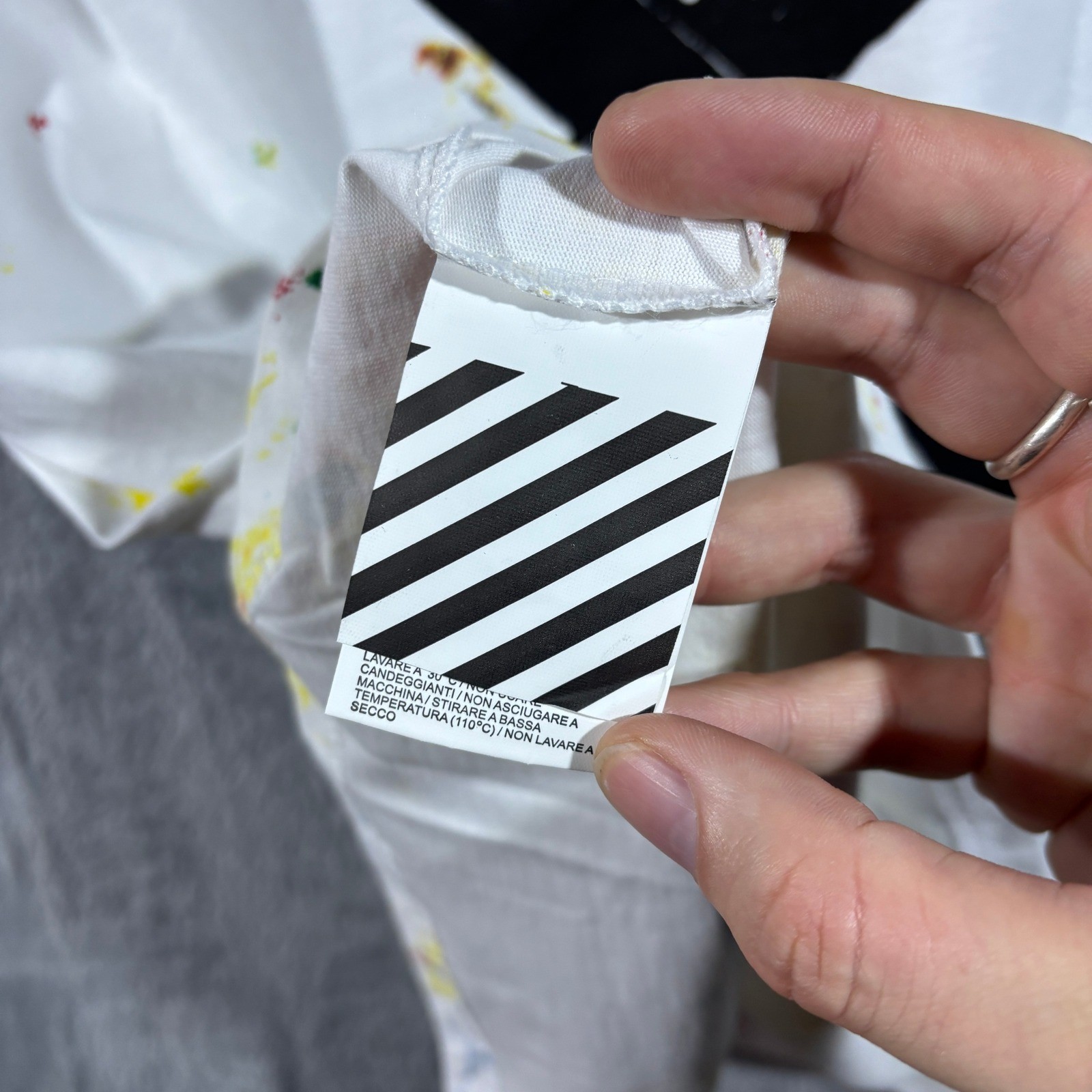Off White Main Label Graphic T Shirt Adult XL White Paint Splatter Virgil Abloh gallery