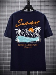 Unisex Summer Set Off Again Beach Printed Short Sleeved Cotton T-Shirt top tee