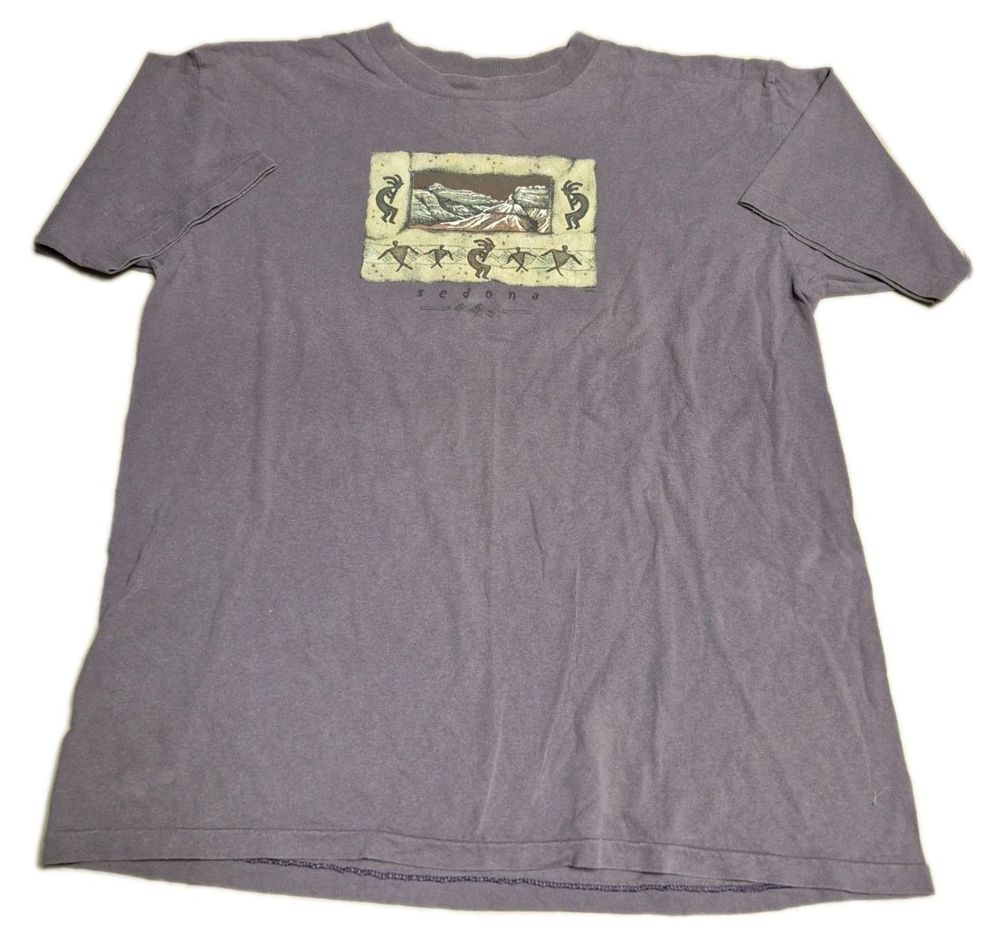 Vtg 90s Sedona Arizona Tee Large Desert Aztec Native Single Stitch Purple Pastel gallery