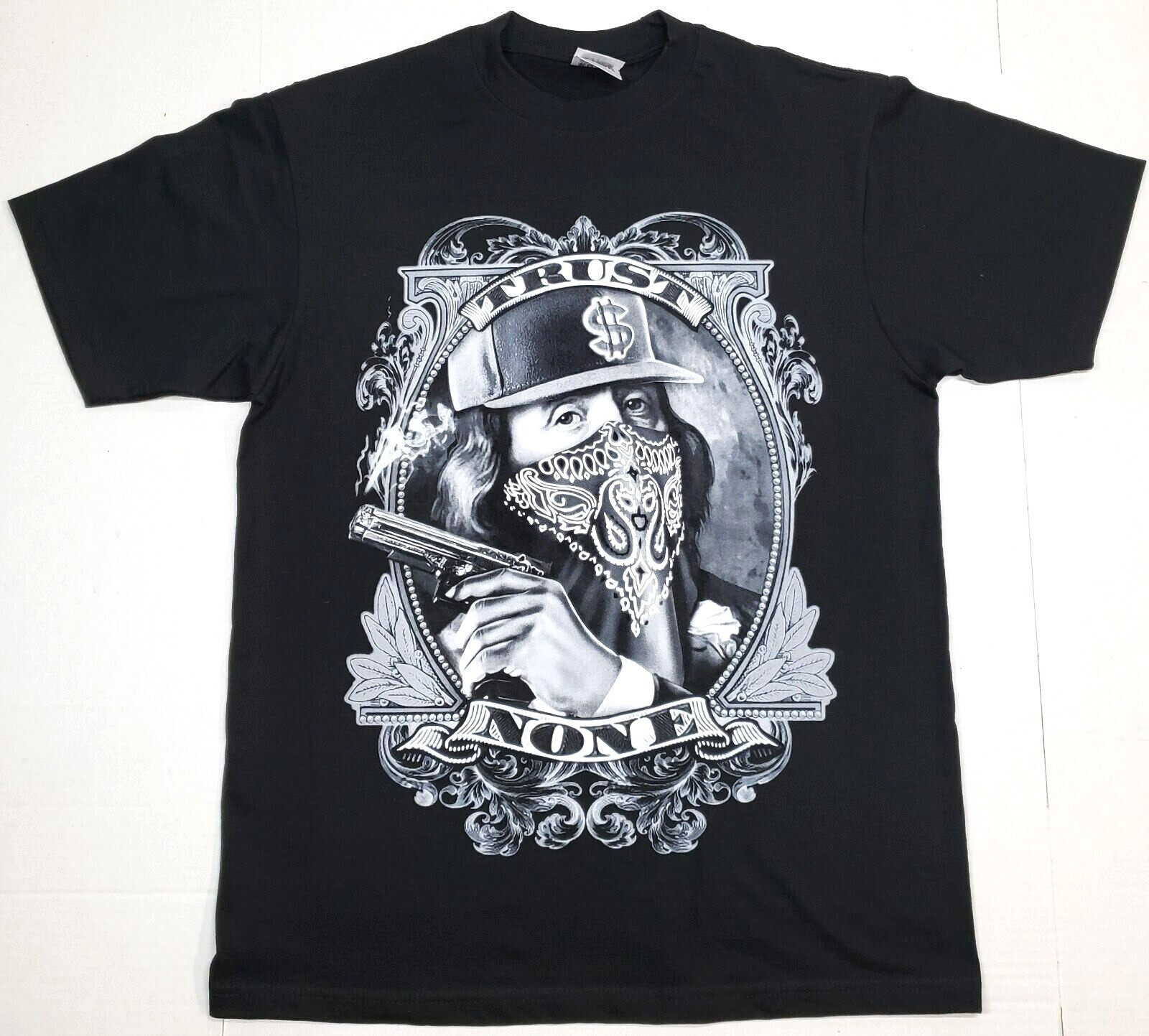 TRUST NONE T-shirt Urban Streetwear Hustle Cash Money $ Men's Tee New gallery