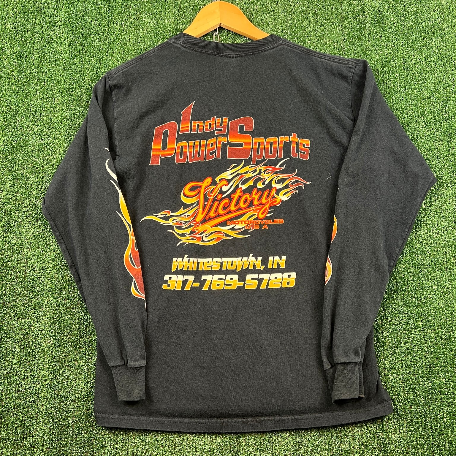 VTG Victory Motorcycles T-Shirt Mens M Black Indy Power Sports Flame Graphic Y2K gallery