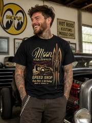 Men’s Mooneyes Hot Rod Speed Shop Black Cotton T-Shirt MQT075BK