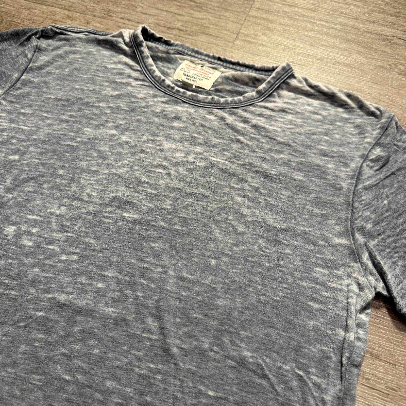 Lucky Brand Shirt Mens Medium Gray Burnout Short Sleeve Lightweight Thin Crew gallery