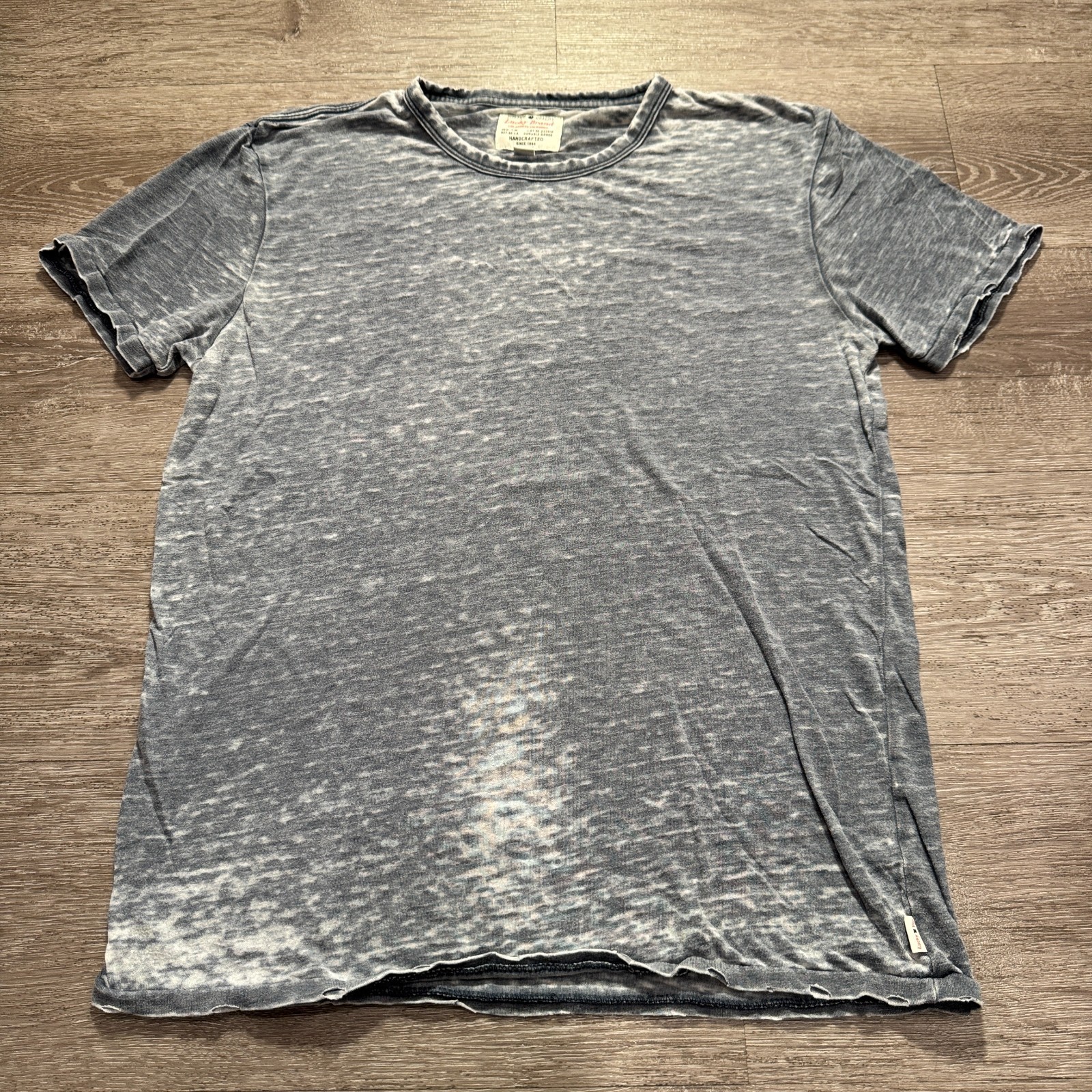 Lucky Brand Shirt Mens Medium Gray Burnout Short Sleeve Lightweight Thin Crew