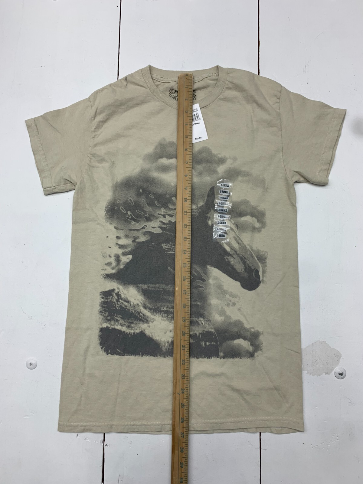 Goodie Two Sleeves Mens Ivory Horse Graphic Short Sleeve Shirt Size XS gallery