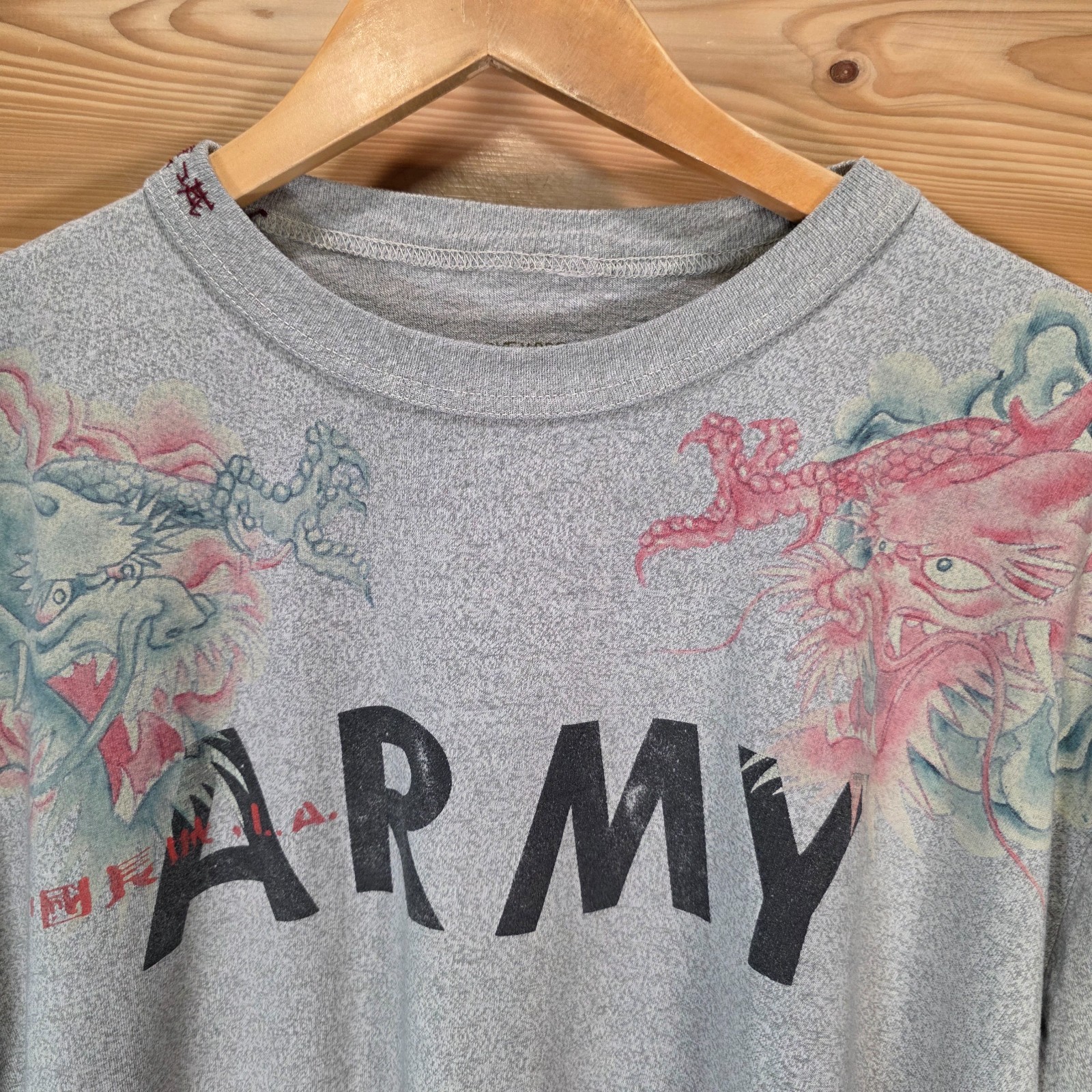The Great China Wall Army T Shirt Men L/XL Boxy Dragon Custom Embroidered READ gallery