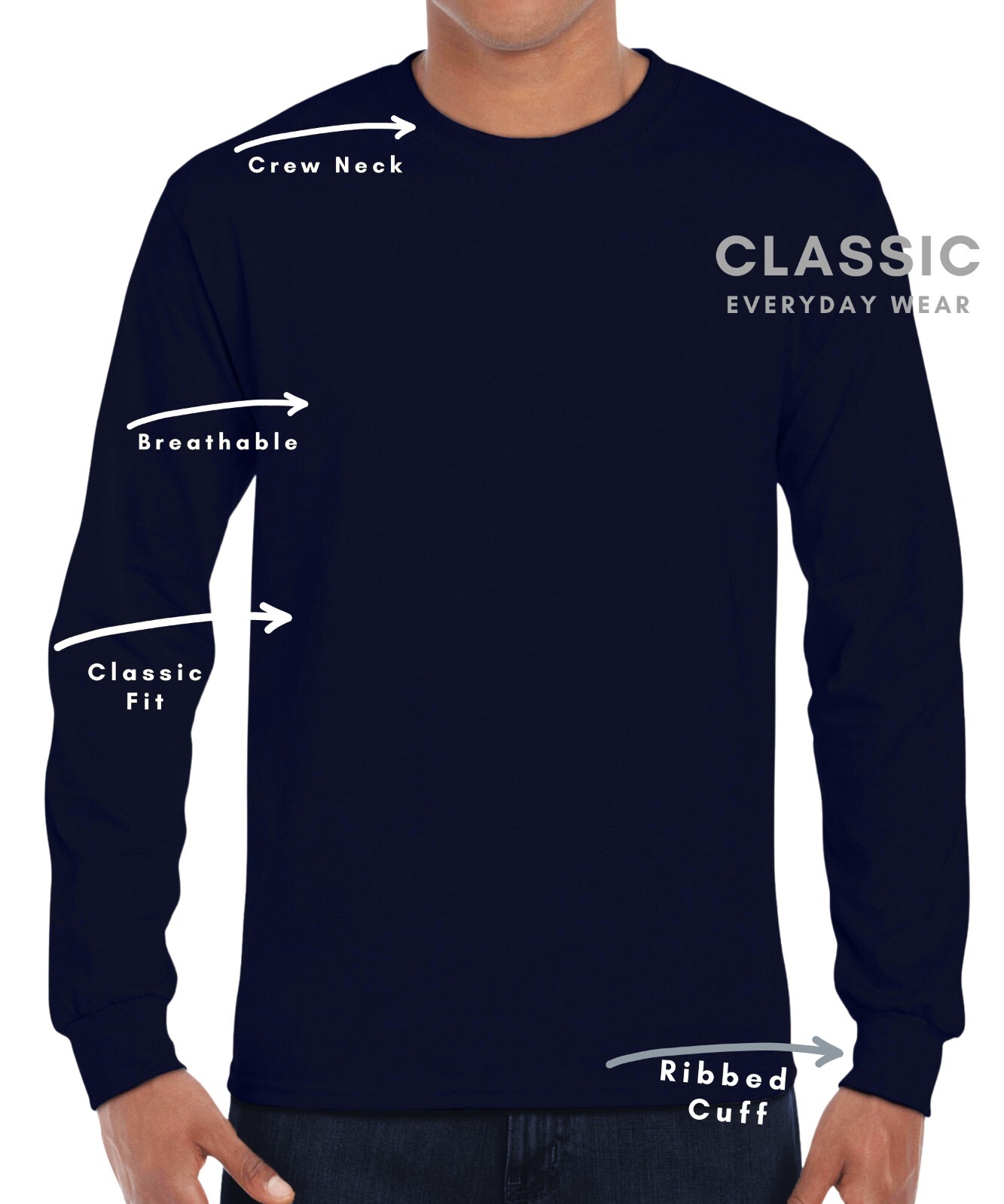 Gildan Mens Plain Long Sleeve Crew Neck Ultra Cotton T Shirts, Tops | S-2XL gallery