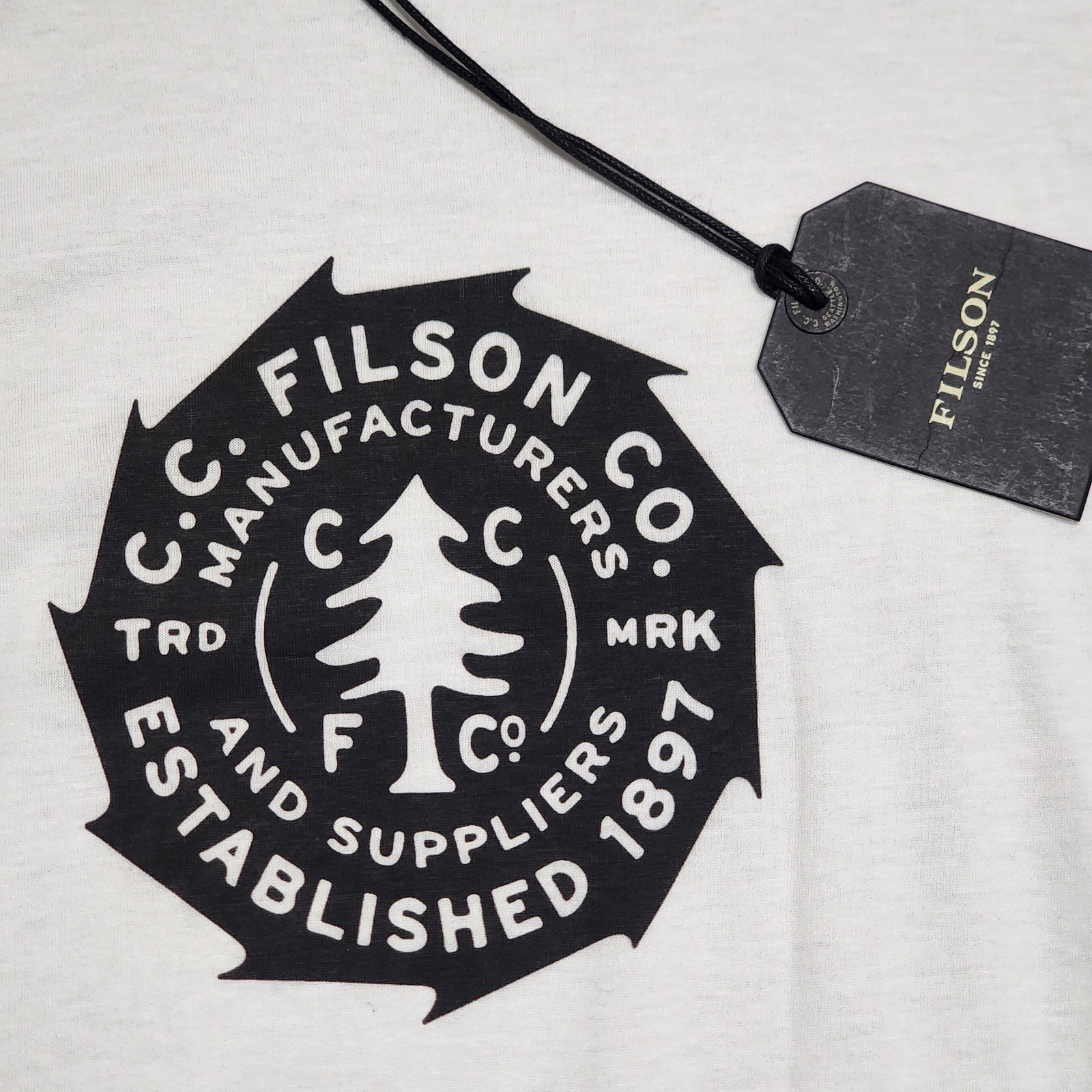CC Filson New Circle Saw Blade Graphic Logo T-Shirt Men’s XL White Cotton NWT