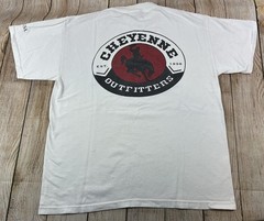 Vintage 90s Cheyenne Outfitters First USA Cowboy Horse Western White T Shirt XL