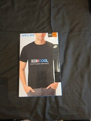 32 Degrees Cool Men’s 3PK Quick Dry Stretch Crew Neck T-Shirts Black XXL