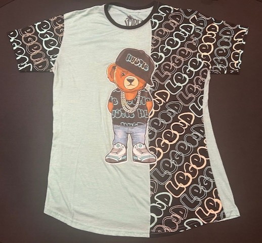 Vibes by Bailey Hustle Bear Blue/Black Short Sleeve Legend Rap T-Shirt – Size XL