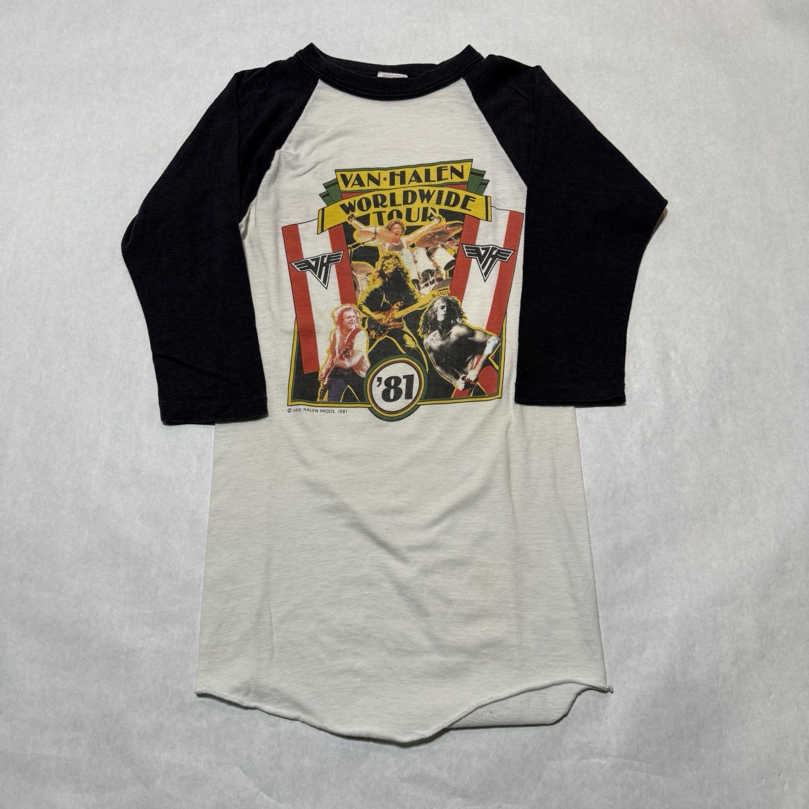 Vintage Van Halen 1981 World Tour Raglan T-Shirt Single Stitch USA Small