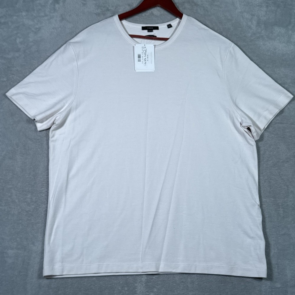Vince Shirt Mens 2XL White Solid Pima Cotton Crewneck Jersey T-Shirt Peru Pique