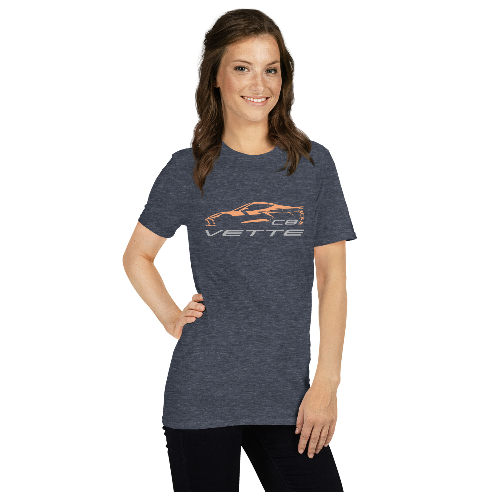 Softstyle T-Shirt For Chevrolet Corvette C8 Orange 2024 Car Fans Birthday Gift gallery