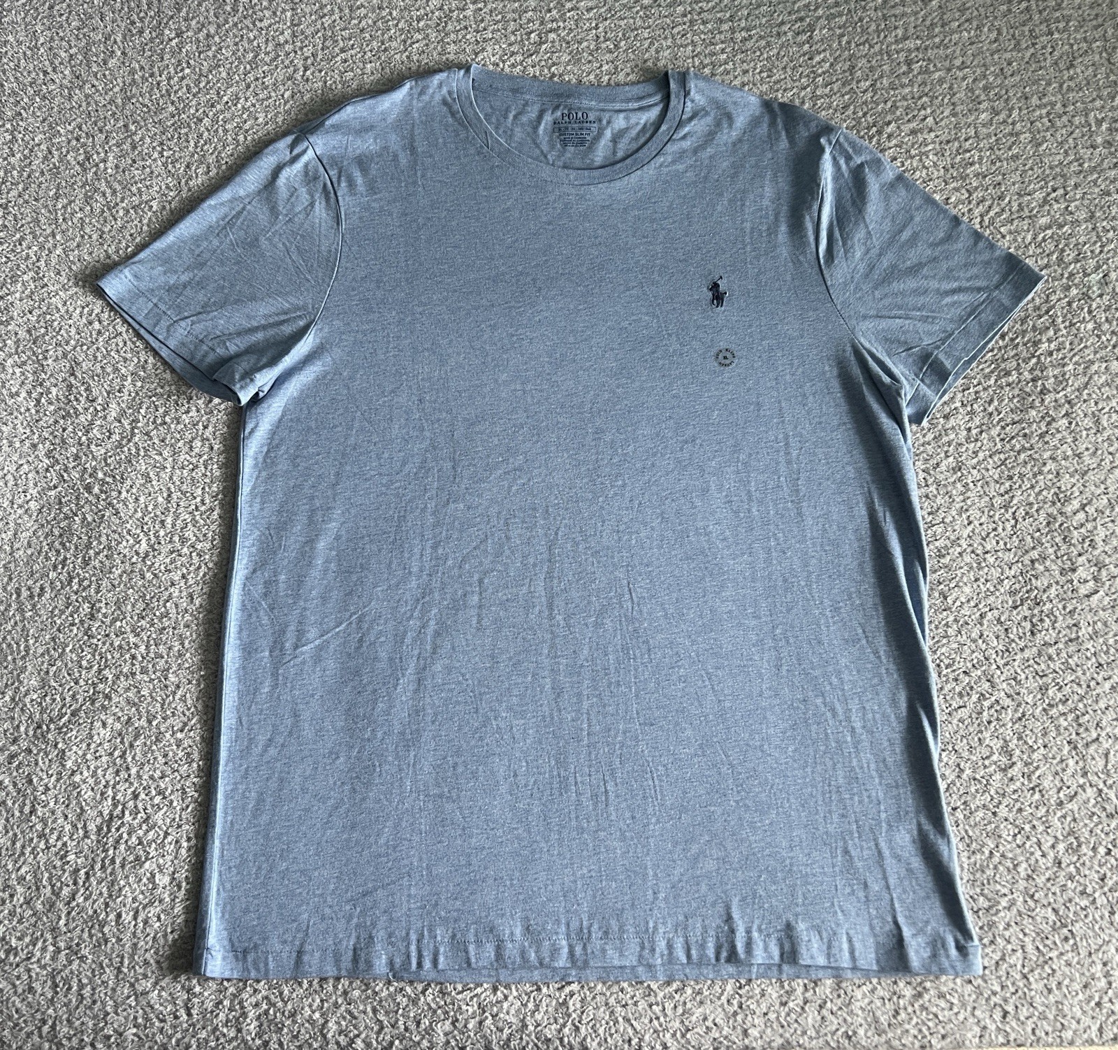Polo Ralph Lauren Men’s T Shirt Sz XL Chambray Blue Custom Slim Fit Pony Preppy gallery