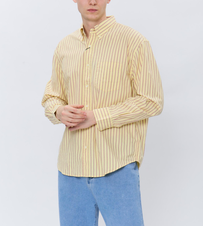 GANT men’s shirt long sleeve 100% cotton striped yellow business size M