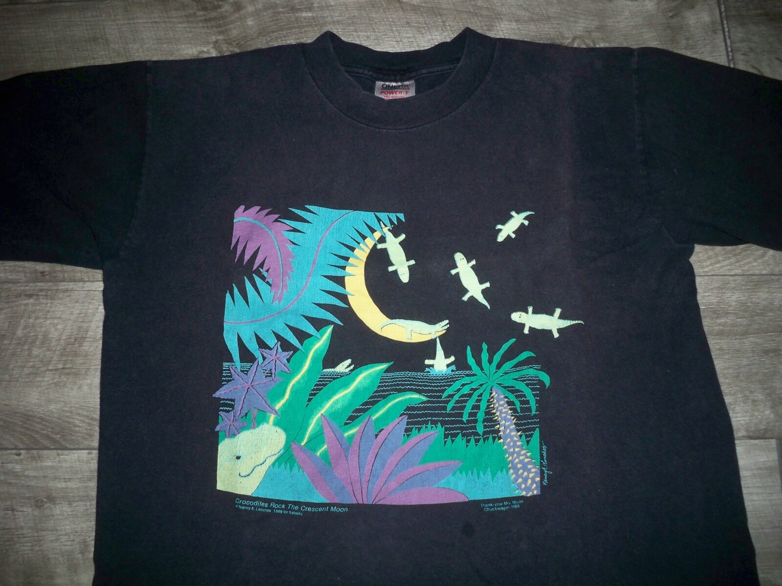 Vtg Crocodiles Rock Lenches Single Stitch All Over Print Tshirt Size XLarge 80’s gallery