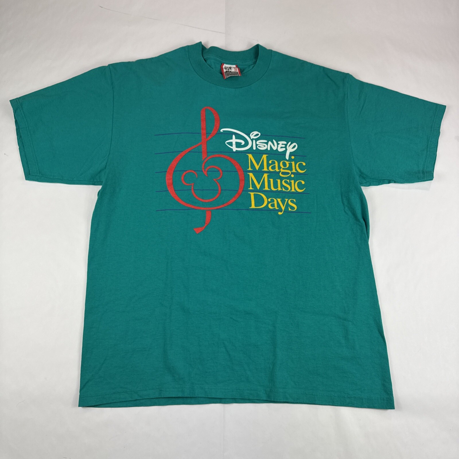 Disney Designs Magic Music Days T-Shirt Green Crewneck OSFA Y2K 90s Made in USA gallery