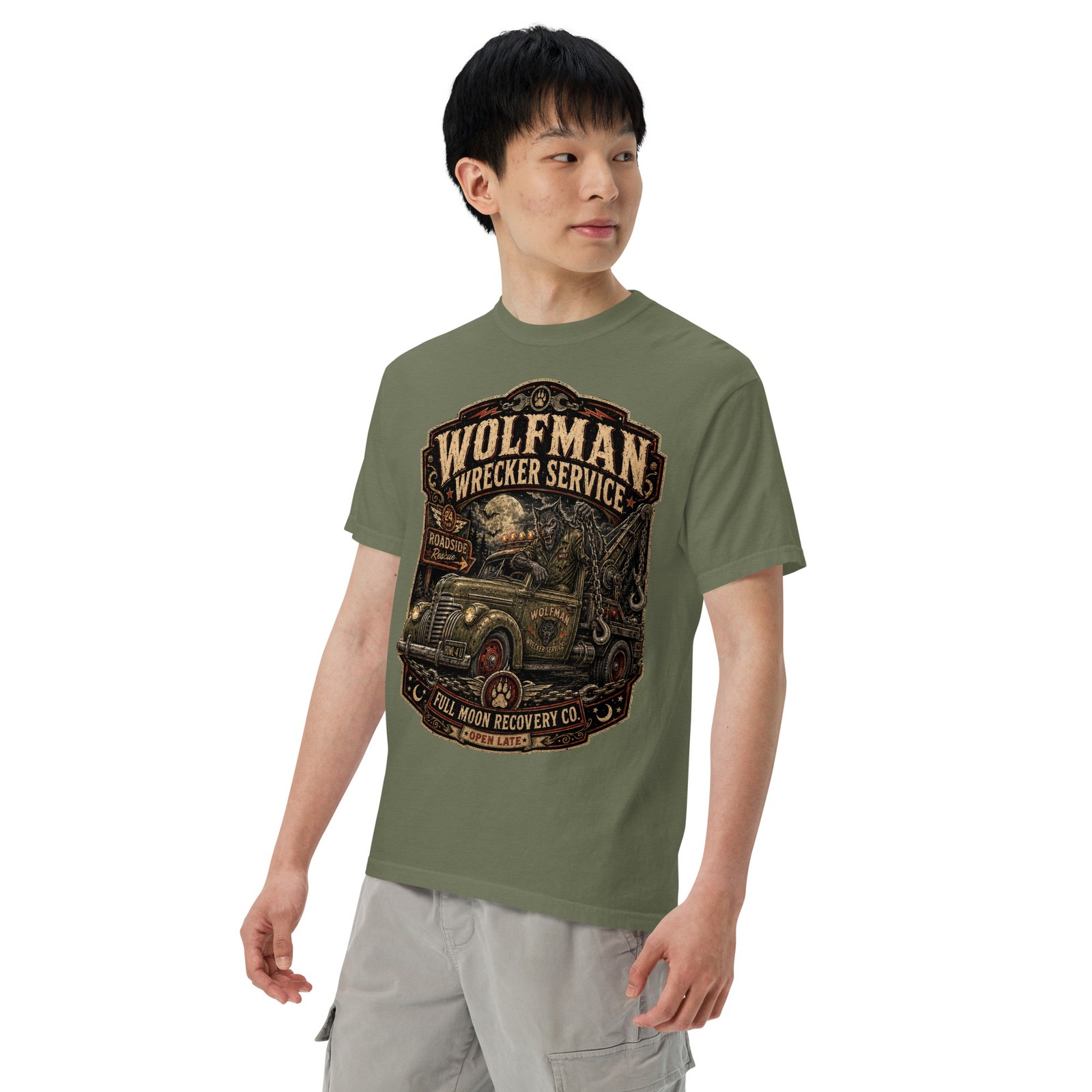 Wolfman Tow Truck Comfort T-Shirt Werewolf Wrecker Tee S-4XL gallery