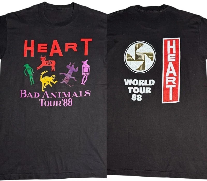 HEART "88 Bad Animals Tour Short Sleeve Unisex T-shirt Reprint S-5XL gallery