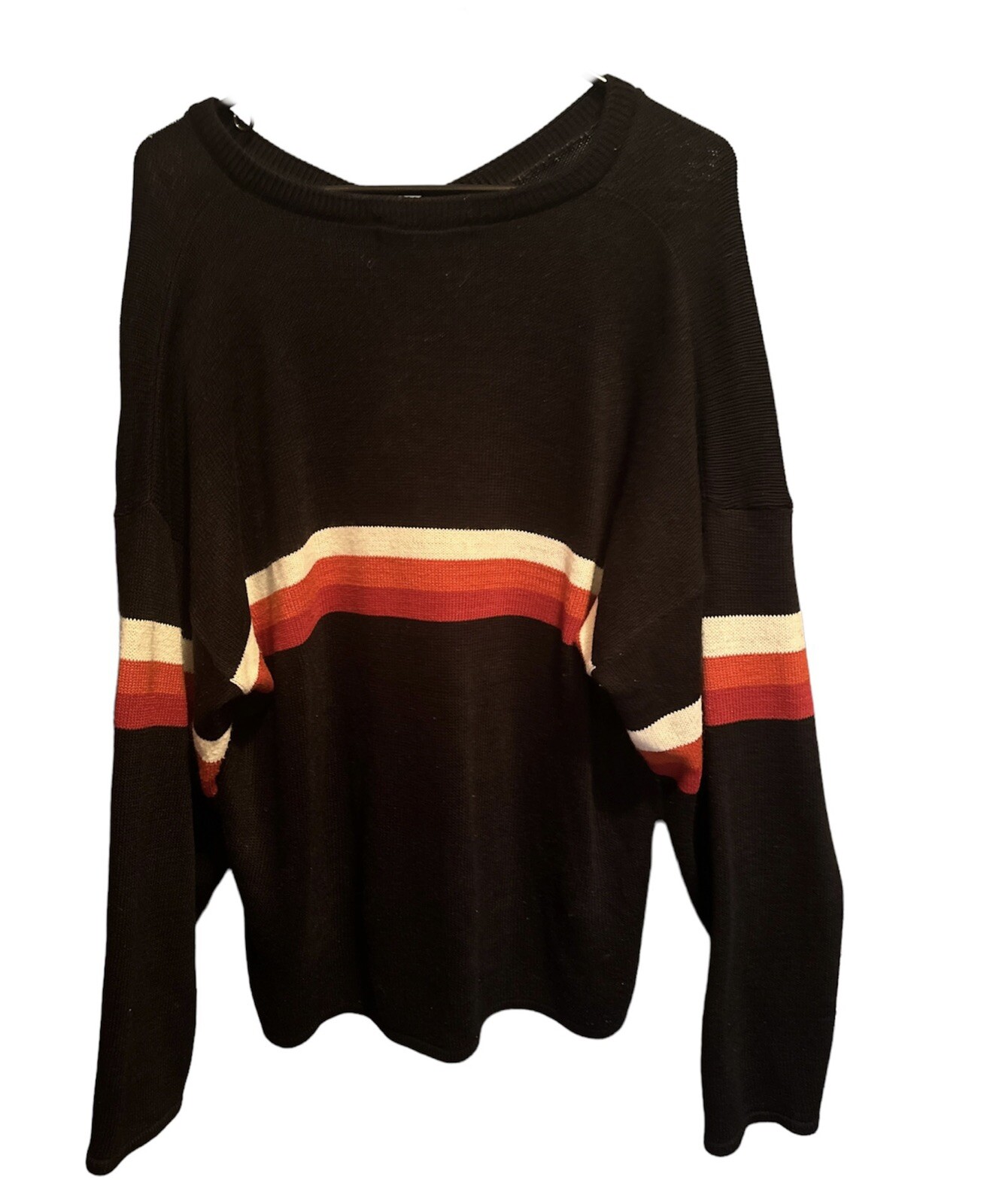Rare 90’sVintage Utility Brand Black Knit Crew Neck Sweater Men Striped BlackXL gallery