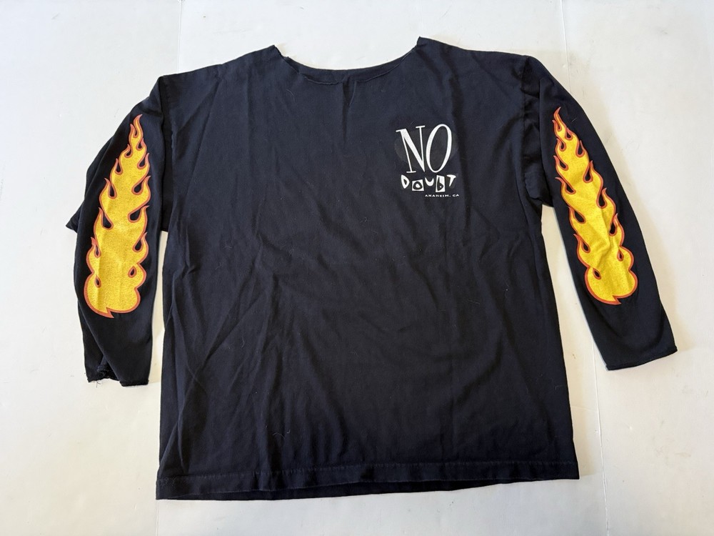 Vtg 90s No Doubt Tragic Kingdom Flame Long Sleeve T-shirt Ska Mens L CUT COLLAR
