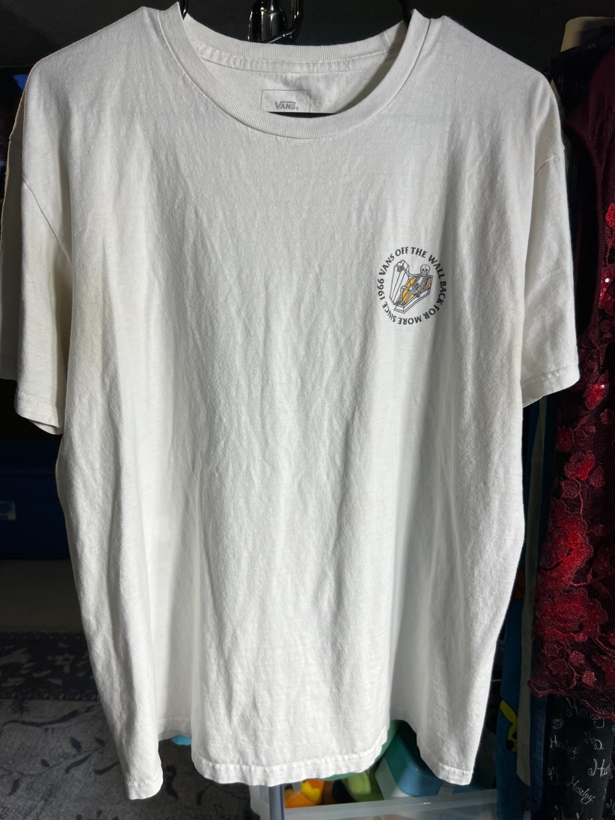 VANS "Off the Wall" White Adult Tee T-Shirt Front and Back Graphics SZ Large gallery